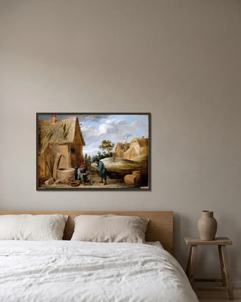 Rolník jí slávky, David Teniers The Younger v rámu na stěně