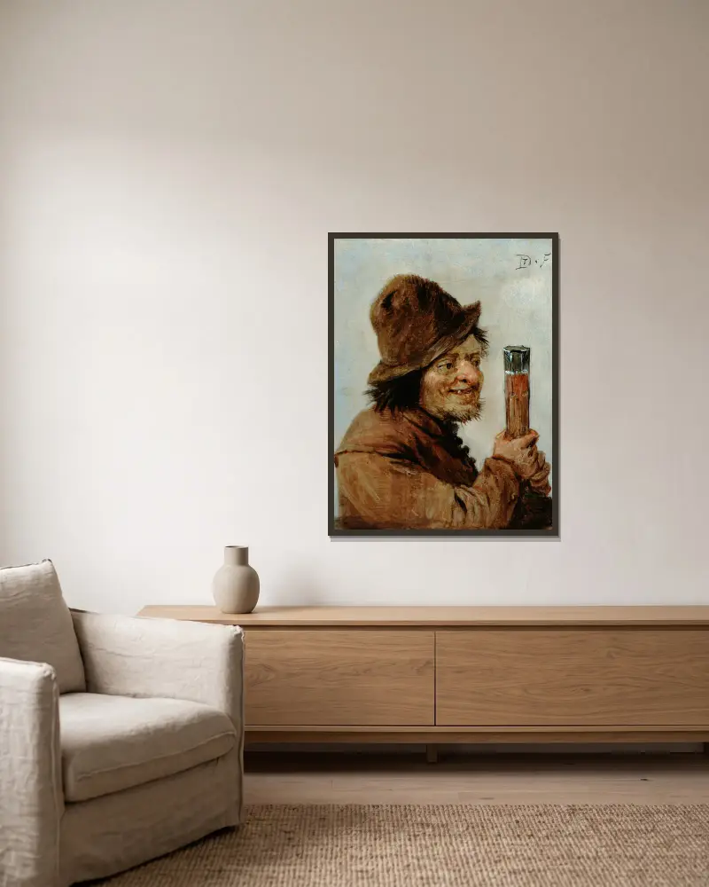 Chłop z kieliszkiem, David Teniers The Younger w ramie na ścianie