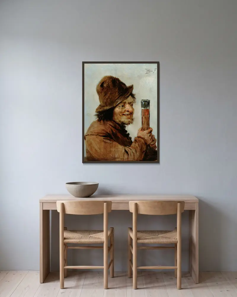 Chłop z kieliszkiem, David Teniers The Younger w ramie na ścianie