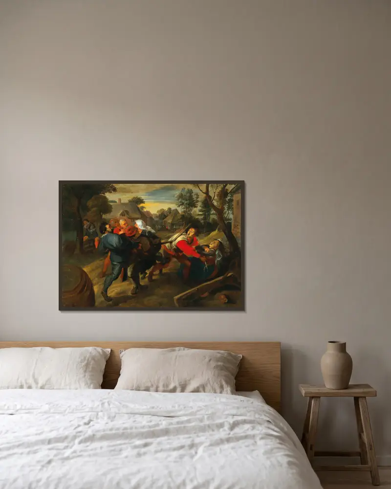 Rvačka ve vesnici, Jan Brueghel the Younger v rámu na stěně
