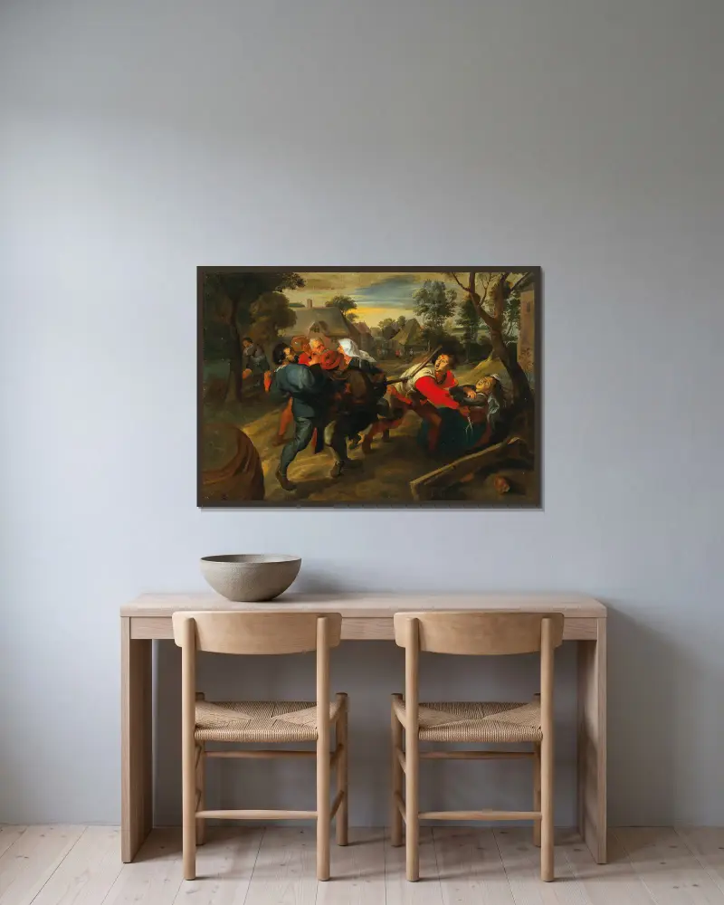 Rvačka ve vesnici, Jan Brueghel the Younger v rámu na stěně