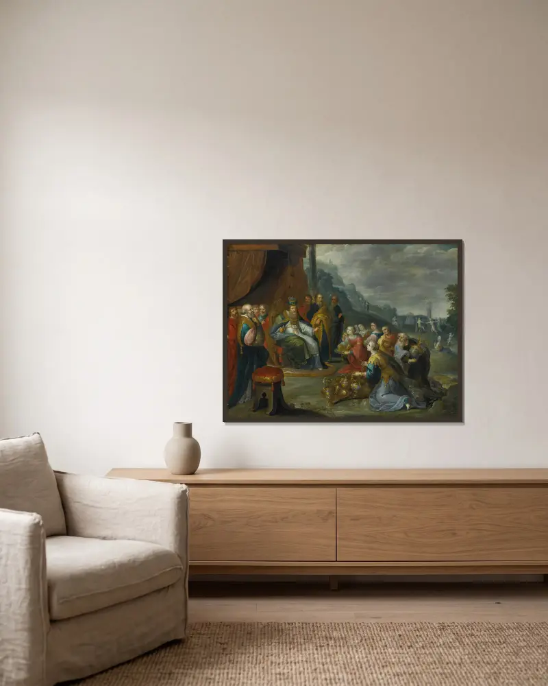 Aron tar emot guld från israeliterna av Frans Francken the Younger inramad på en vägg