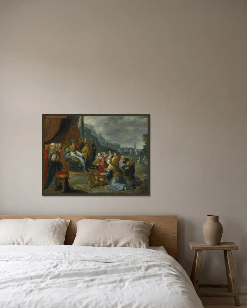 Aron tar emot guld från israeliterna av Frans Francken the Younger inramad på en vägg