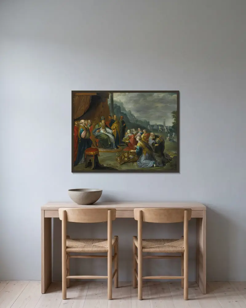 Aron tar emot guld från israeliterna av Frans Francken the Younger inramad på en vägg