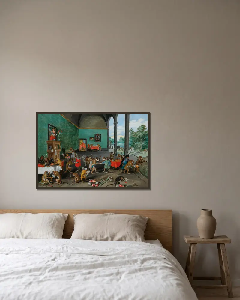 En allegori över tulpanmanin av Jan Brueghel the Younger inramad på en vägg