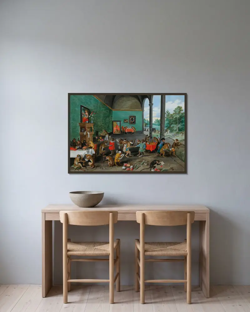 En allegori över tulpanmanin av Jan Brueghel the Younger inramad på en vägg