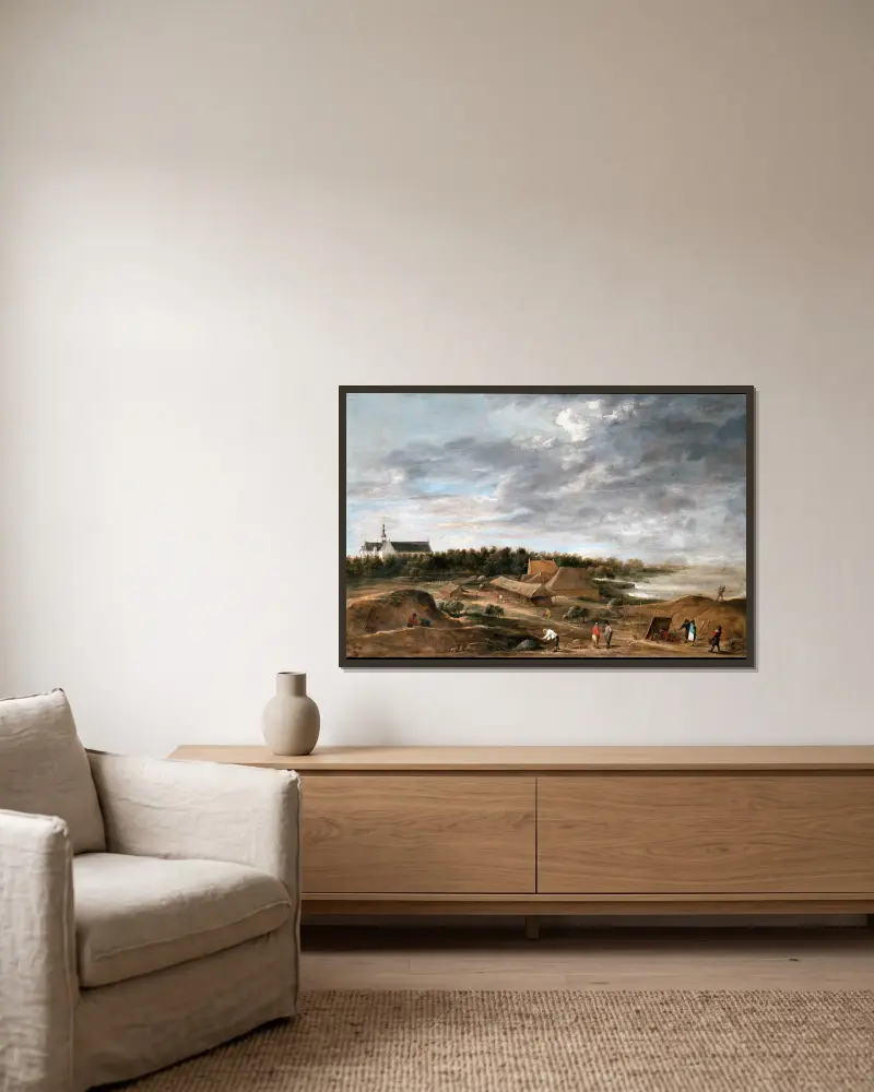 Ziegelbrenner bei Hemiksem von David Teniers The Younger gerahmt an einer Wand