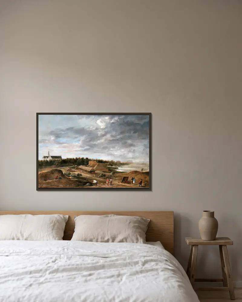 Ziegelbrenner bei Hemiksem von David Teniers The Younger gerahmt an einer Wand