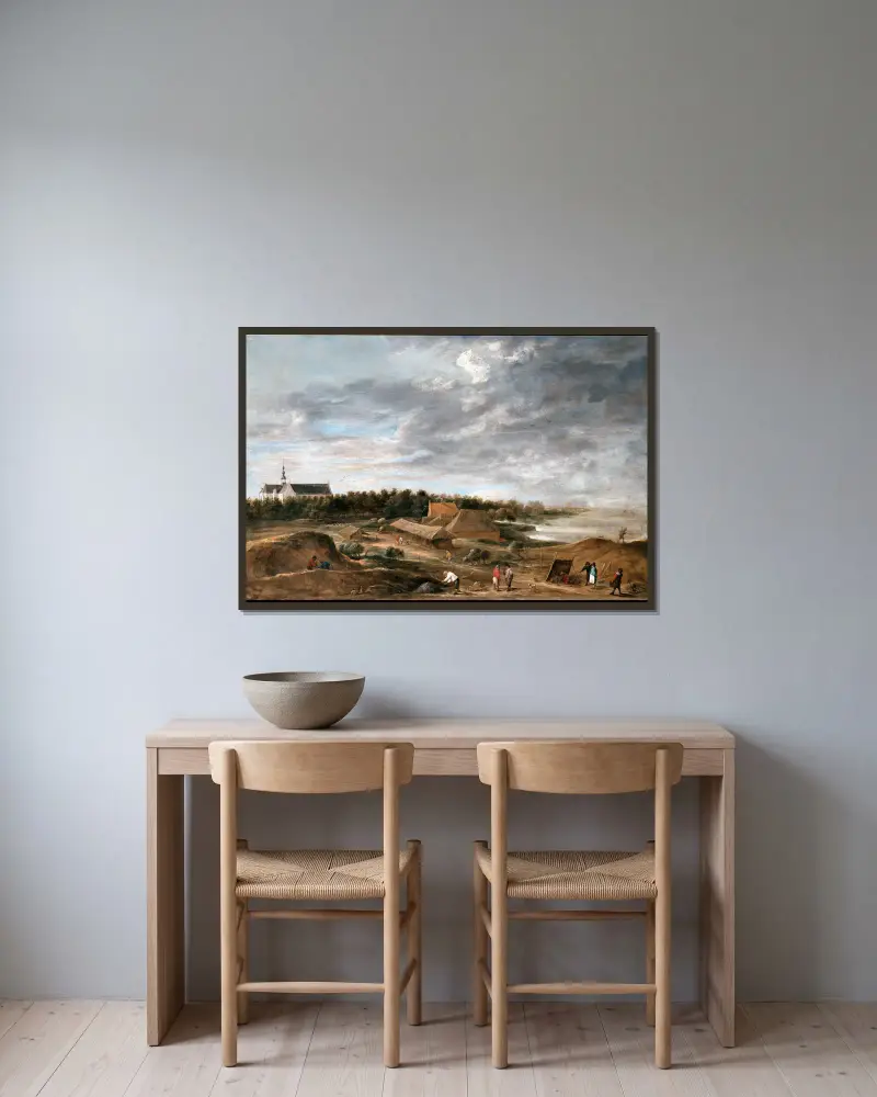 Ziegelbrenner bei Hemiksem von David Teniers The Younger gerahmt an einer Wand