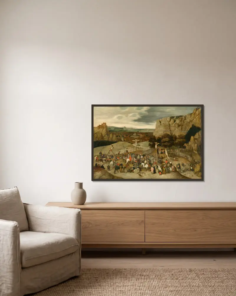 Calvary av Pieter Brueghel The Younger inramad på en vägg