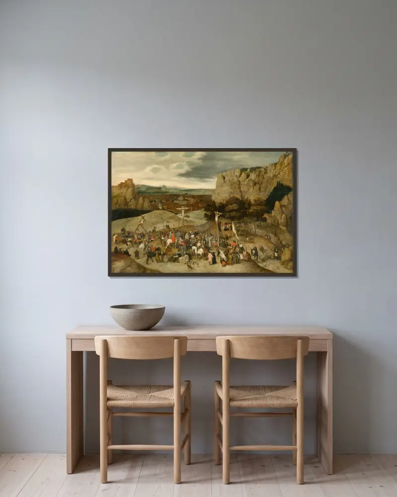 Calvary av Pieter Brueghel The Younger inramad på en vägg