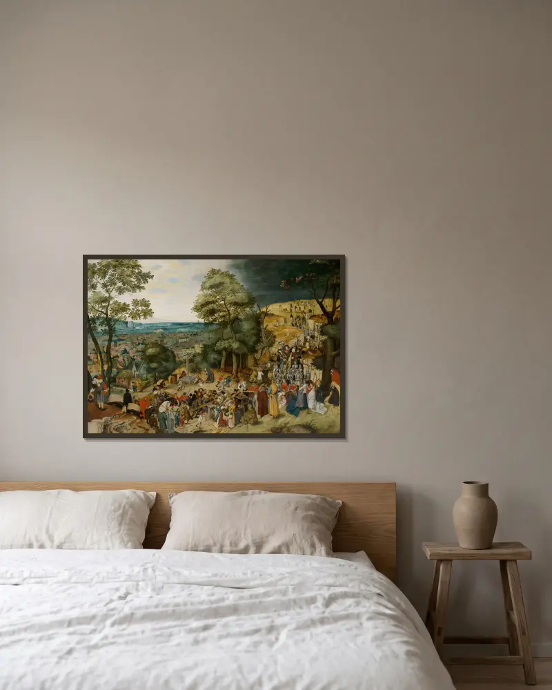 Christus trägt das Kreuz von Pieter Brueghel The Younger gerahmt an einer Wand