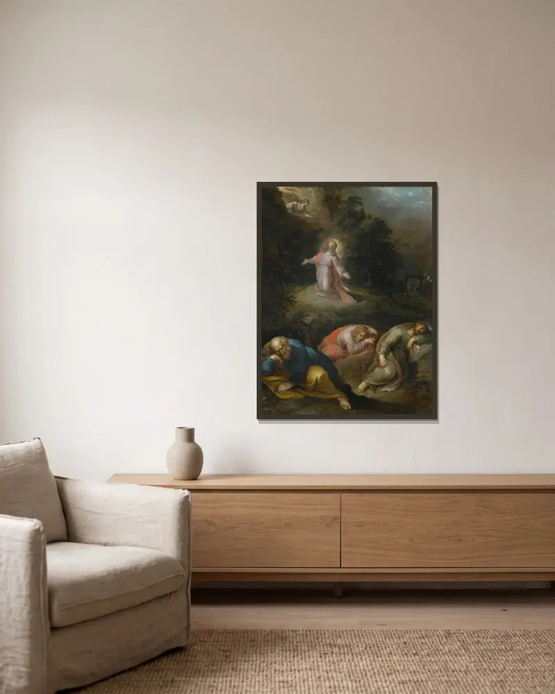 Kristus i Getsemane av Frans Francken the Younger inramad på en vägg