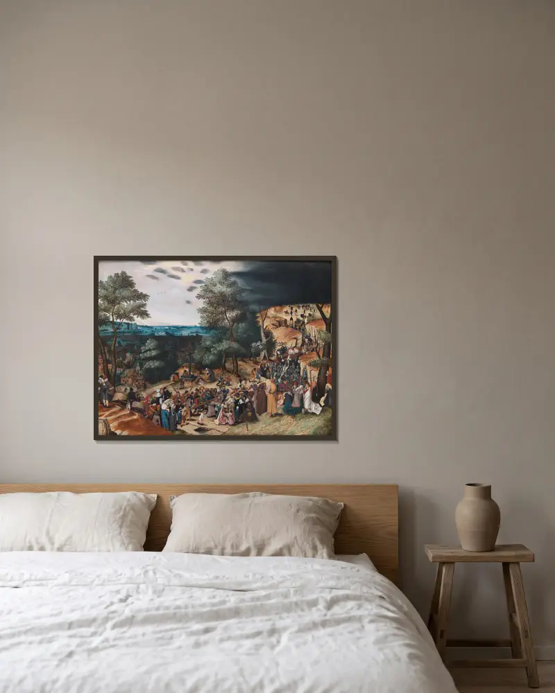 Kristus på väg till Golgata av Pieter Brueghel The Younger inramad på en vägg