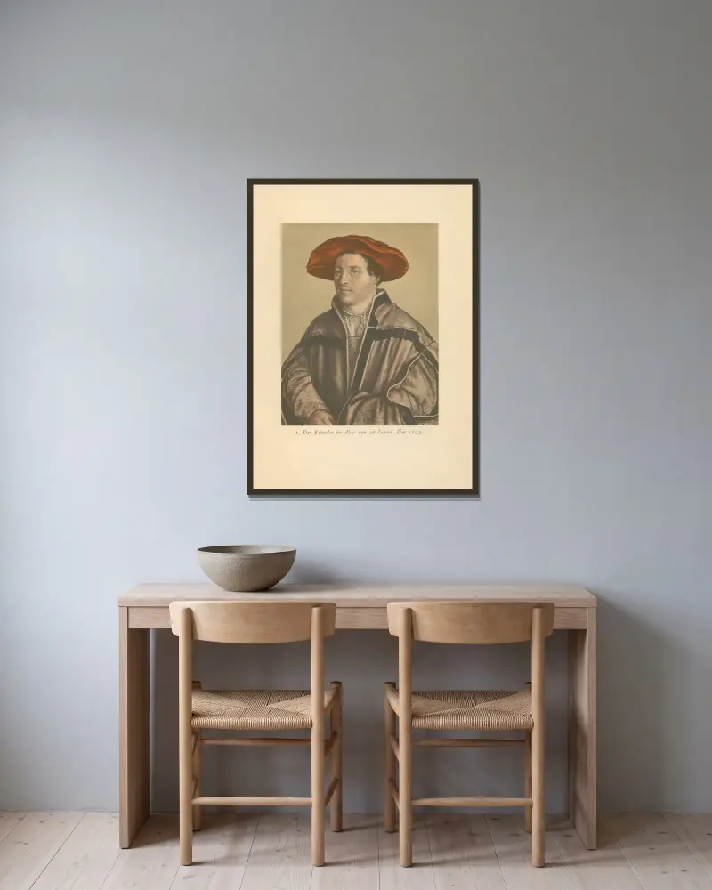 Der Künstler im Alter von 26 Jahren von Hans Holbein The Younger gerahmt an einer Wand