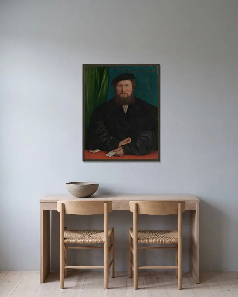 Derick Berck från Köln av Hans Holbein The Younger inramad på en vägg