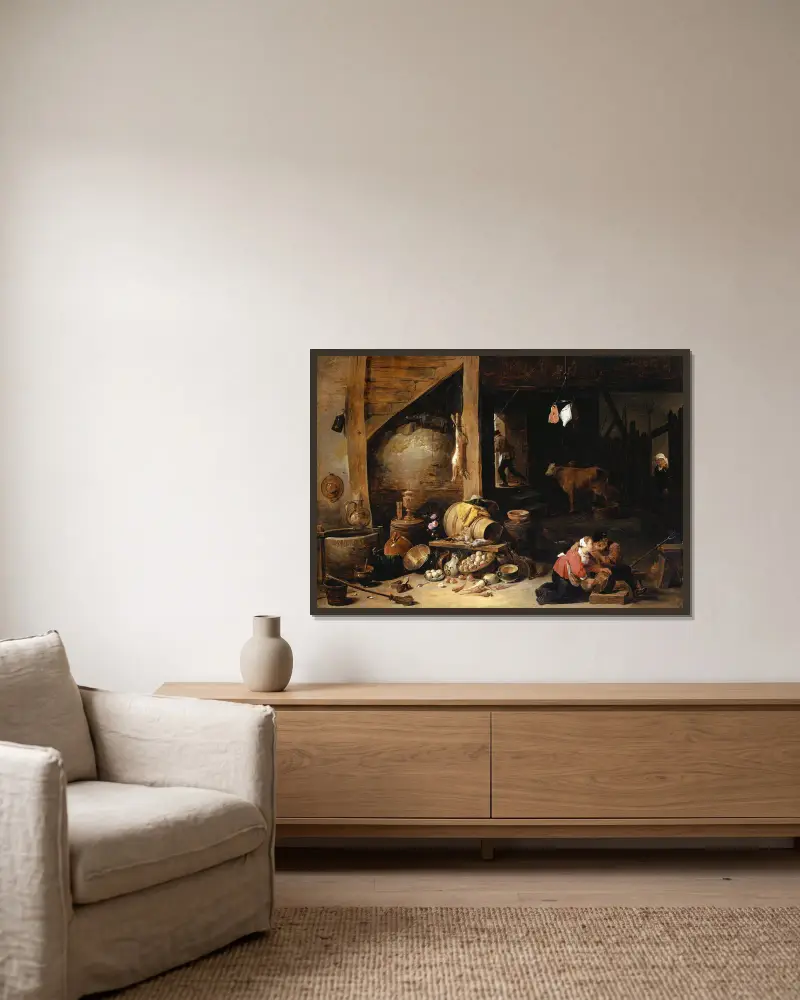 Im Stall von David Teniers The Younger gerahmt an einer Wand