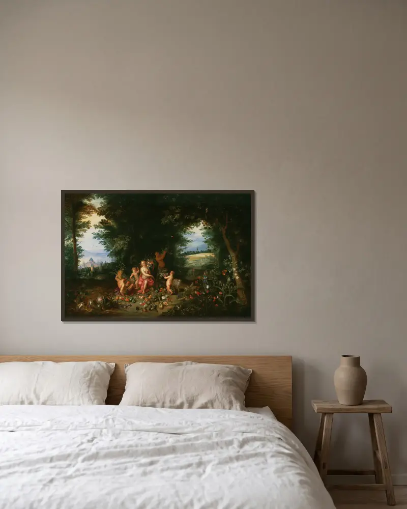 Landscape With Ceres (Allegory of Earth) av Jan Brueghel the Younger inramad på en vägg