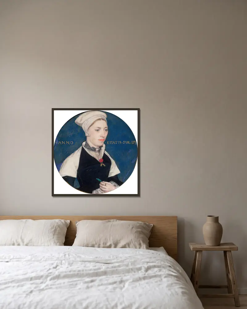 Mrs Jane Small, 1536 von Hans Holbein The Younger gerahmt an einer Wand
