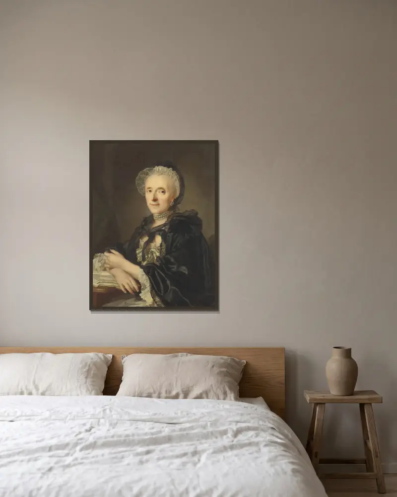 Fru Kristina Magdalena Wargentin av Lorens Pasch the Younger inramad på en vägg