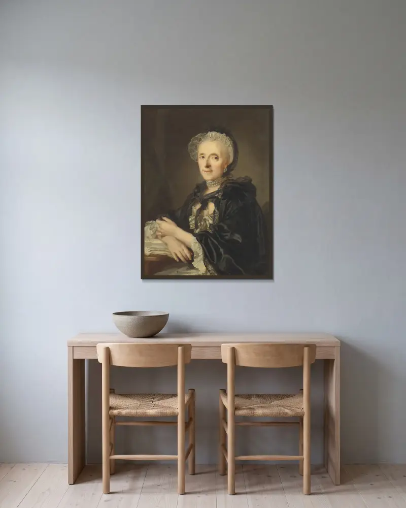 Fru Kristina Magdalena Wargentin av Lorens Pasch the Younger inramad på en vägg