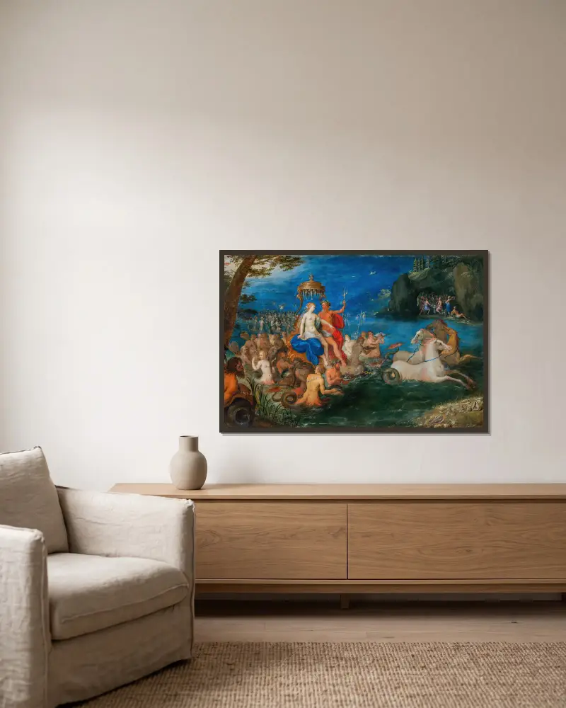 Neptune and Amphitrite av Frans Francken the Younger inramad på en vägg