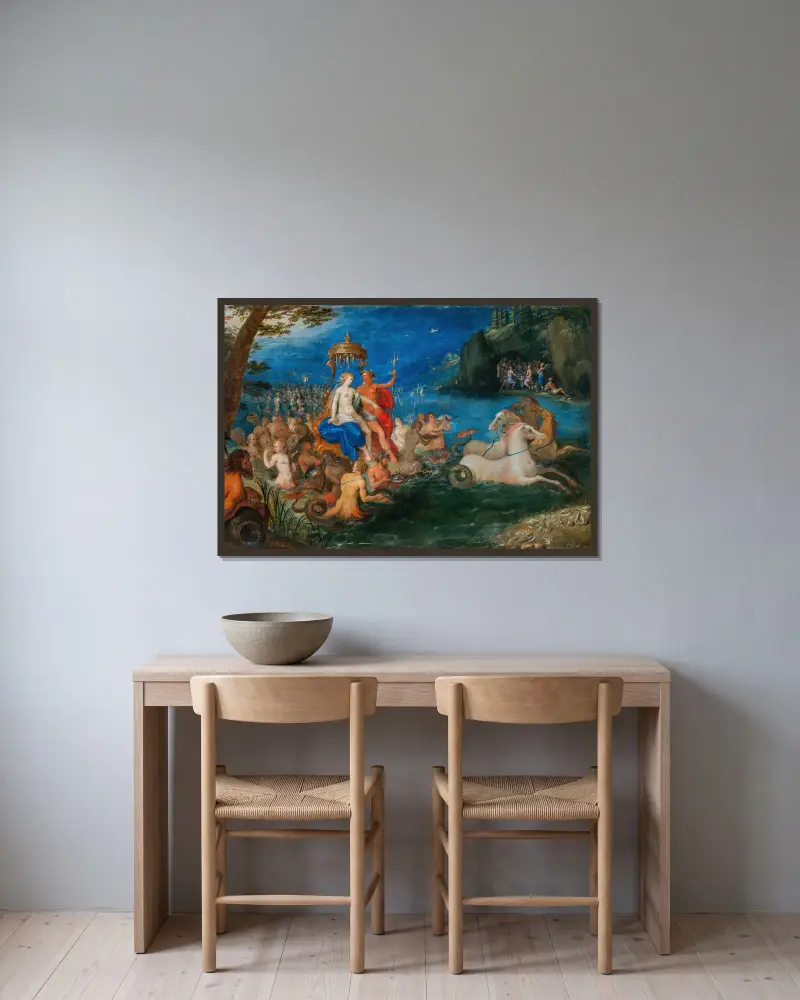 Neptune and Amphitrite av Frans Francken the Younger inramad på en vägg