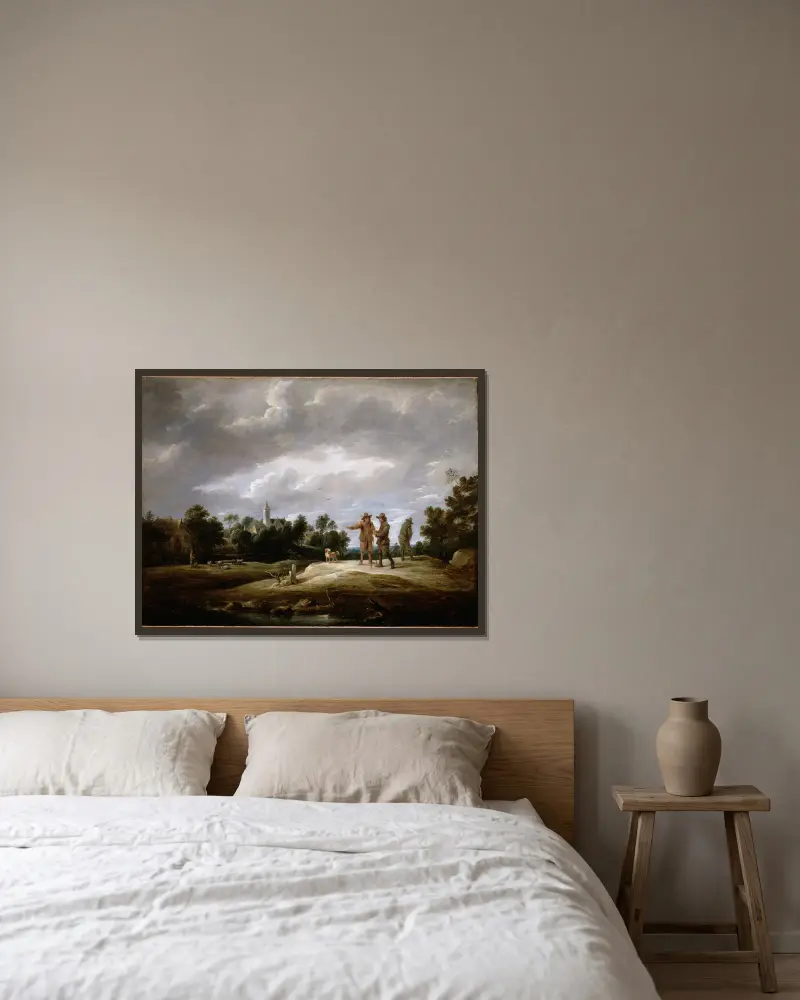 Bauern im Gespräch von David Teniers The Younger gerahmt an einer Wand