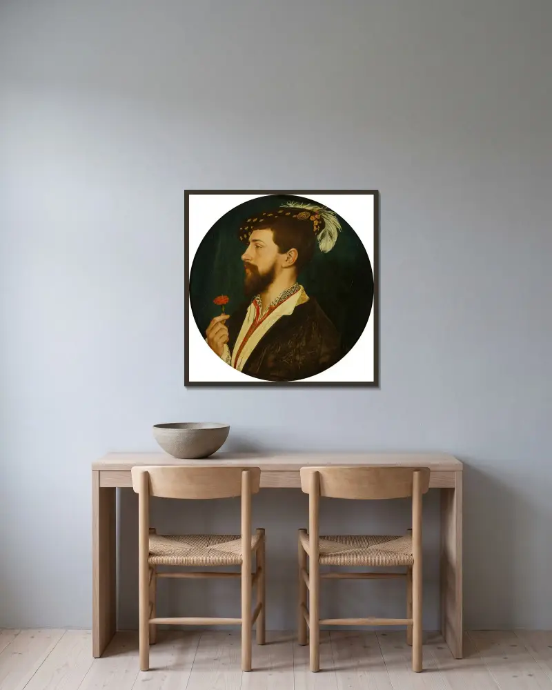 Porträtt av Simon George av Cornwall av Hans Holbein The Younger inramad på en vägg