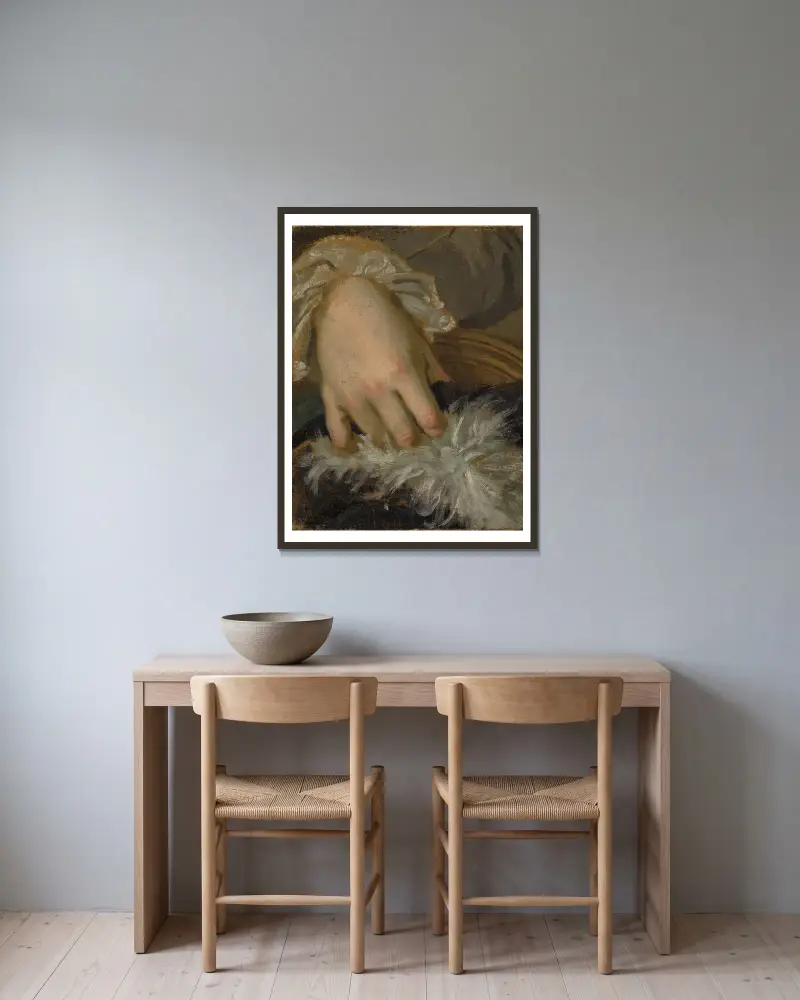 Studie ruky, Lorens Pasch the Younger v rámu na stěně