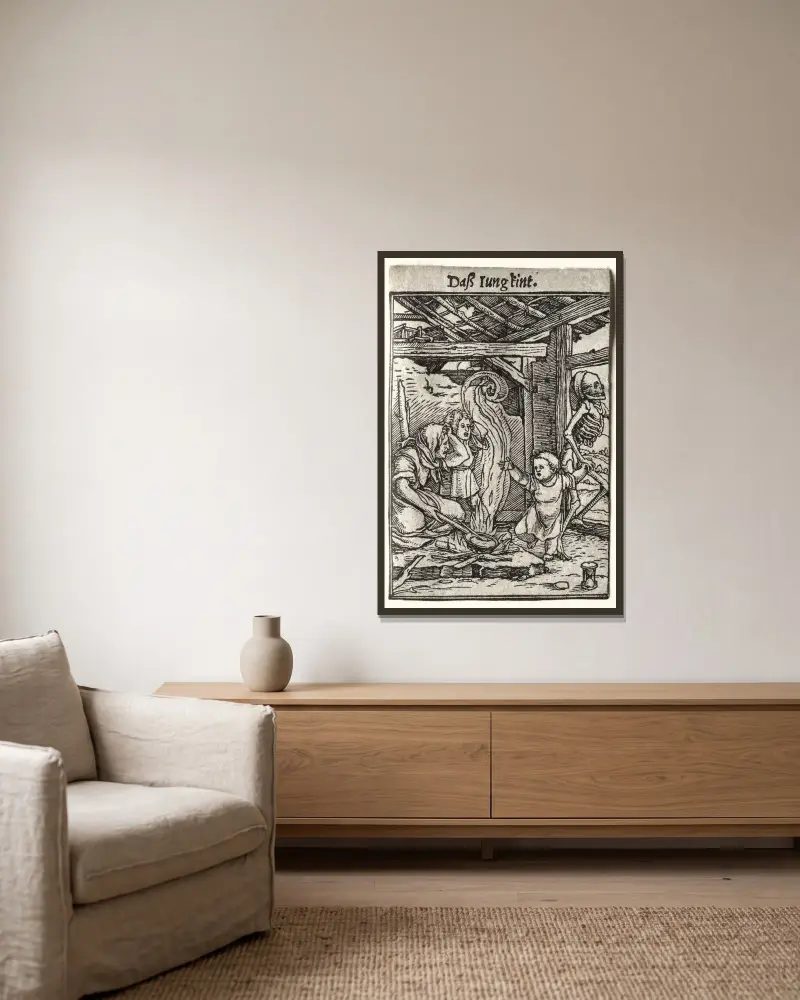 Das Kind von Hans Holbein The Younger gerahmt an einer Wand
