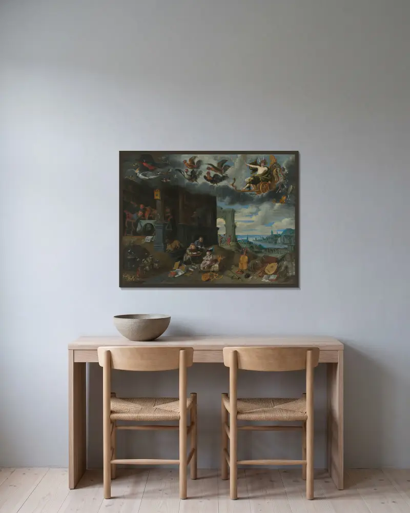 Planeten Mercurius barn av Jan Brueghel the Younger inramad på en vägg
