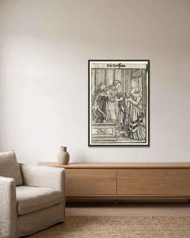 Die Gräfin von Hans Holbein The Younger gerahmt an einer Wand