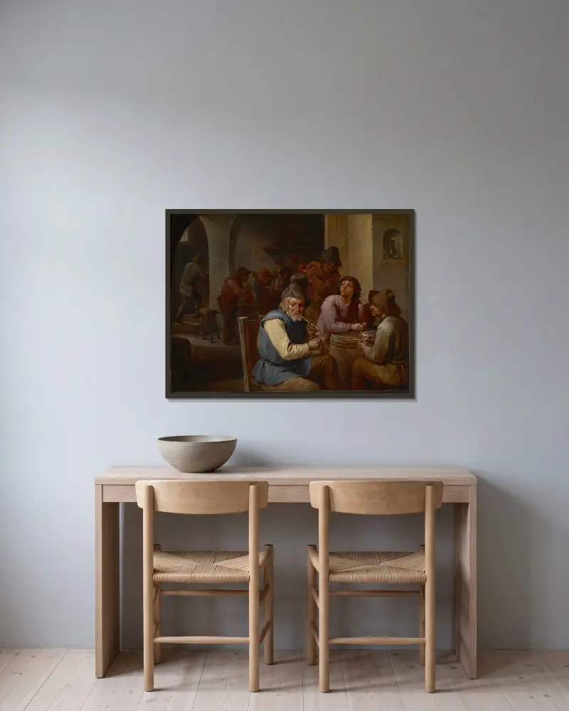The Country Pub av David Teniers The Younger inramad på en vägg