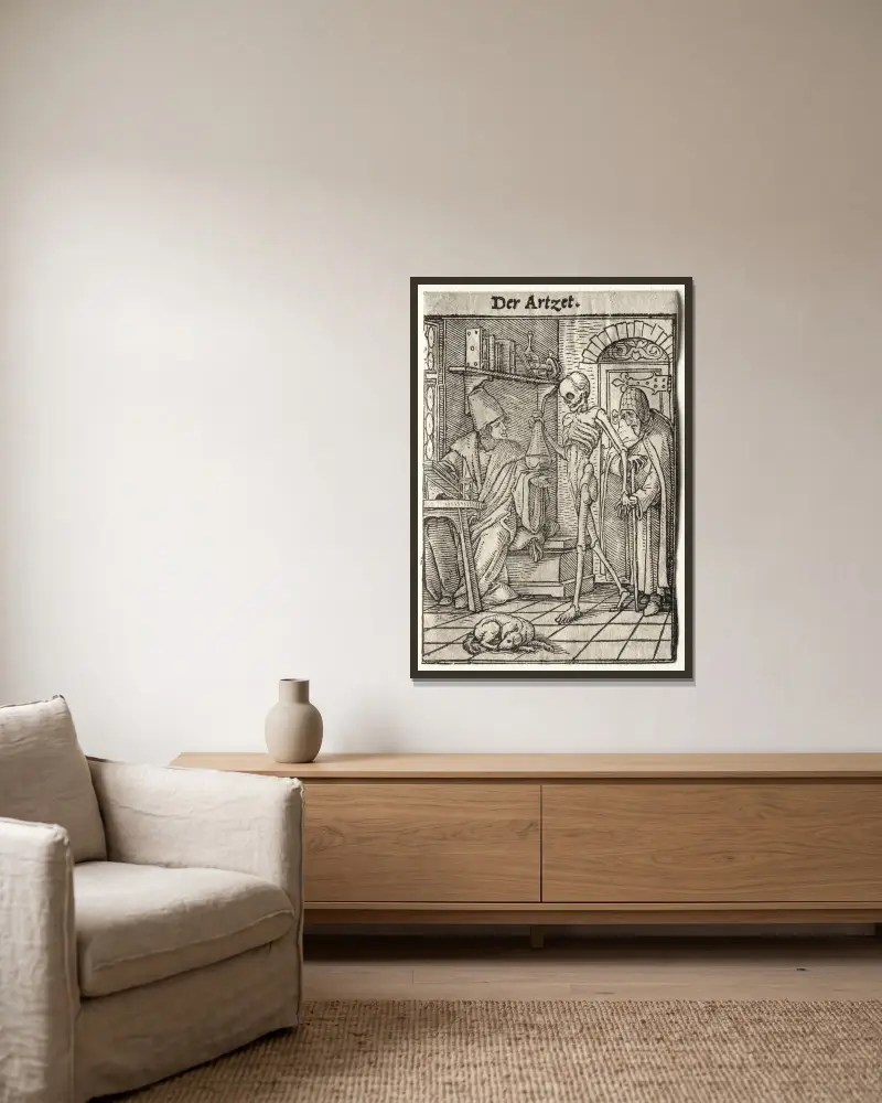 Der Doktor von Hans Holbein The Younger gerahmt an einer Wand
