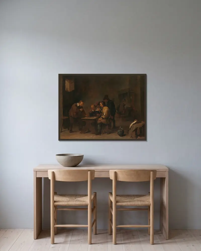 Die Spieler von David Teniers The Younger gerahmt an einer Wand
