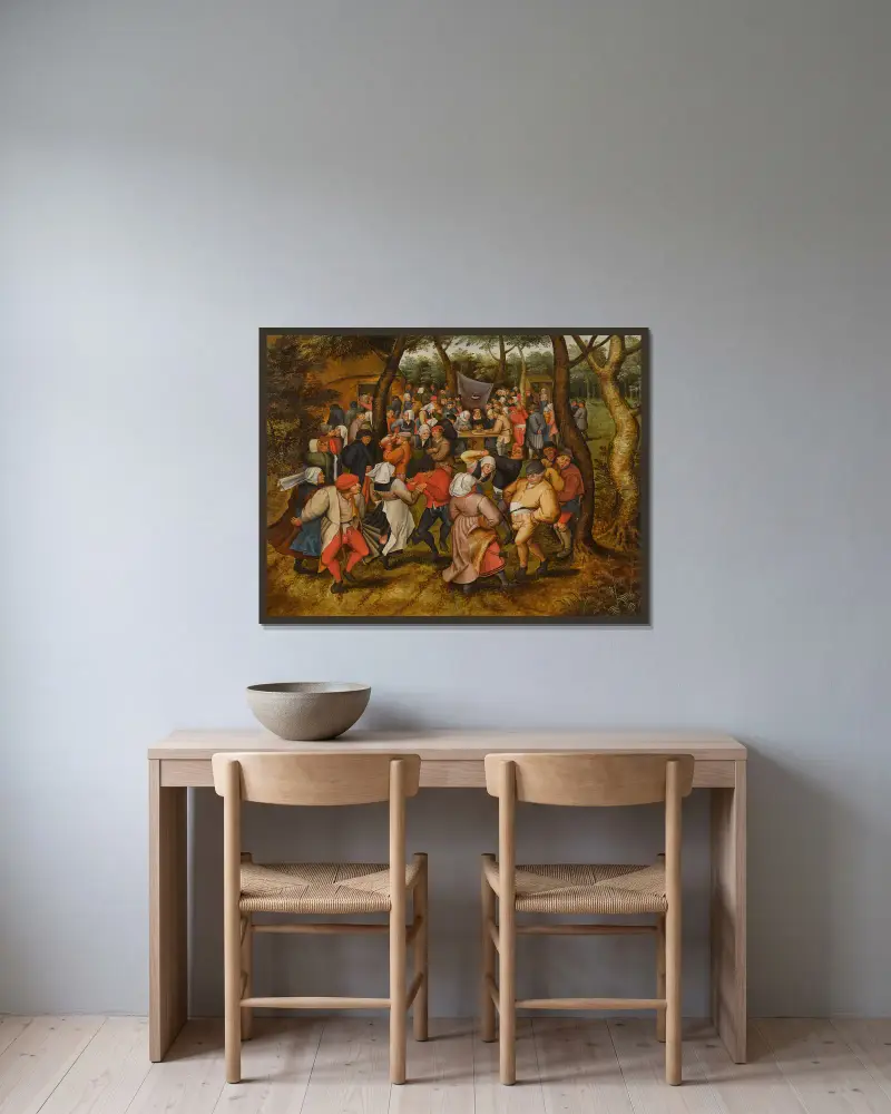 Wiejski taniec weselny, Pieter Brueghel The Younger w ramie na ścianie