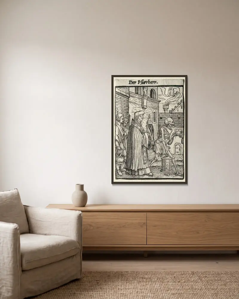 Der Pfarrer von Hans Holbein The Younger gerahmt an einer Wand