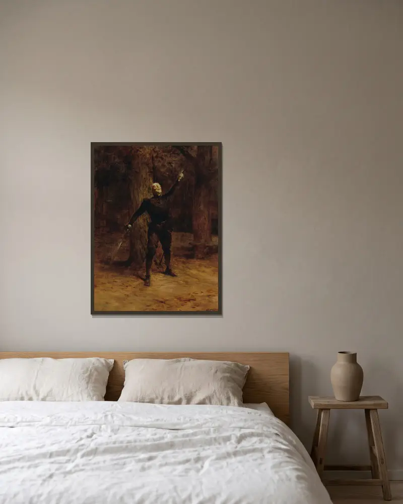 Porträt von Constant Coquelin in der Rolle des Cyrano de Bergerac von Théobald Chartran gerahmt an einer Wand