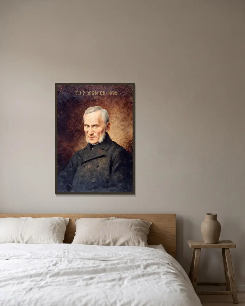 Porträtt av François-Joseph-Philoclès Régnier av Théobald Chartran inramad på en vägg