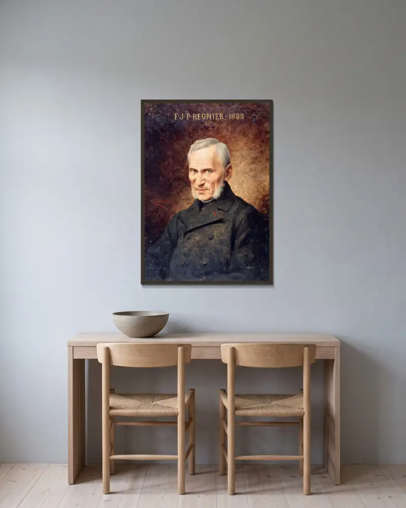 Porträtt av François-Joseph-Philoclès Régnier av Théobald Chartran inramad på en vägg