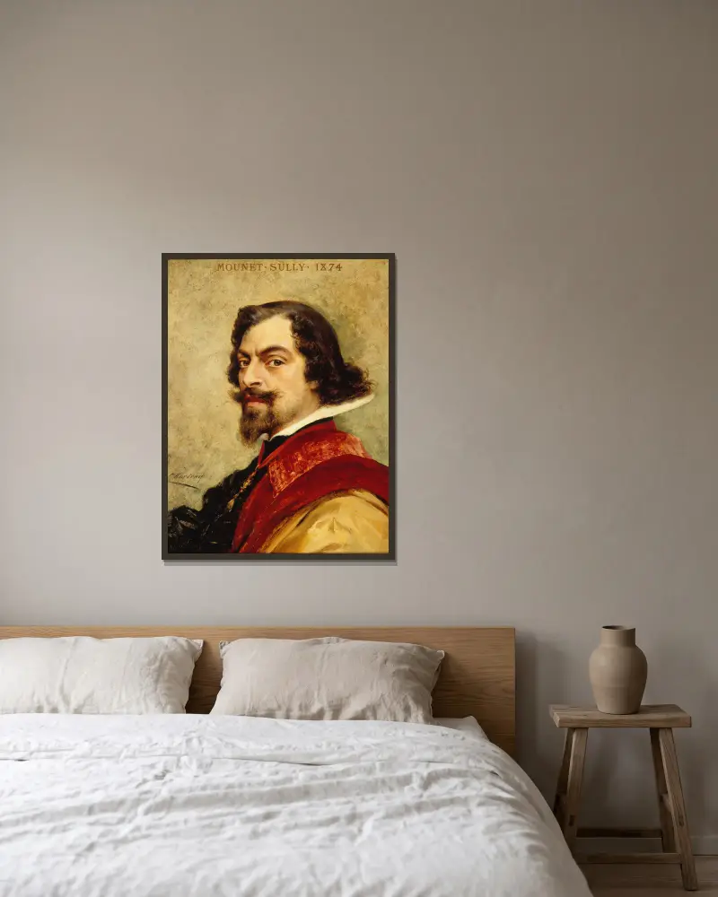 Portrait de Mounet-Sully av Théobald Chartran inramad på en vägg