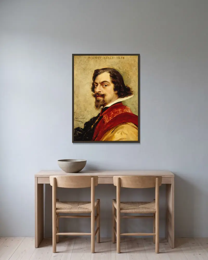 Portrait de Mounet-Sully av Théobald Chartran inramad på en vägg