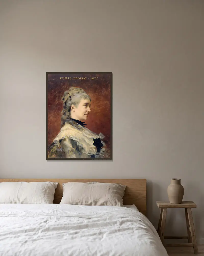 Portrait d’Émilie Broisat av Théobald Chartran inramad på en vägg