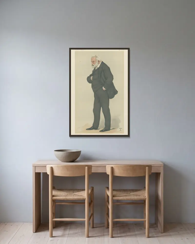 Vanity Fair; Litterärt; 'En fransk poet', Victor Hugo, 20 september 1879 av Théobald Chartran inramad på en vägg