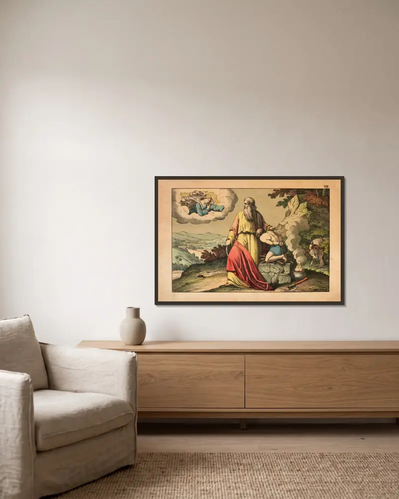 Abraham und Isaak von Theodor Eckardt gerahmt an einer Wand