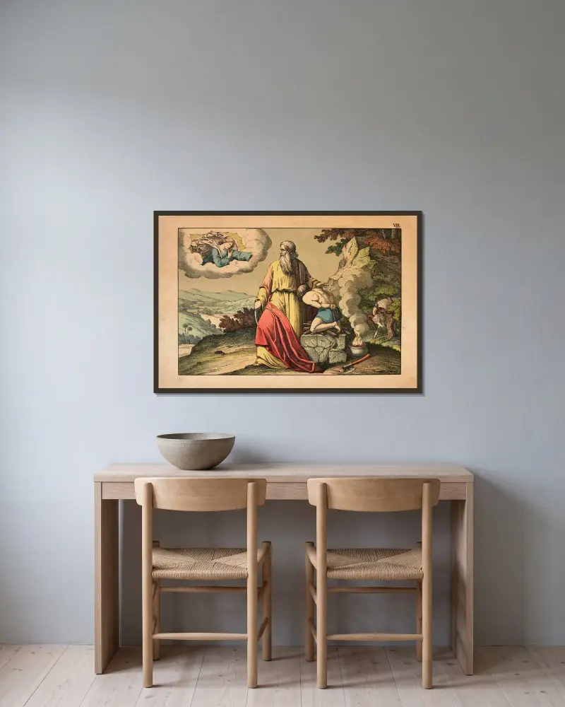 Abraham und Isaak von Theodor Eckardt gerahmt an einer Wand