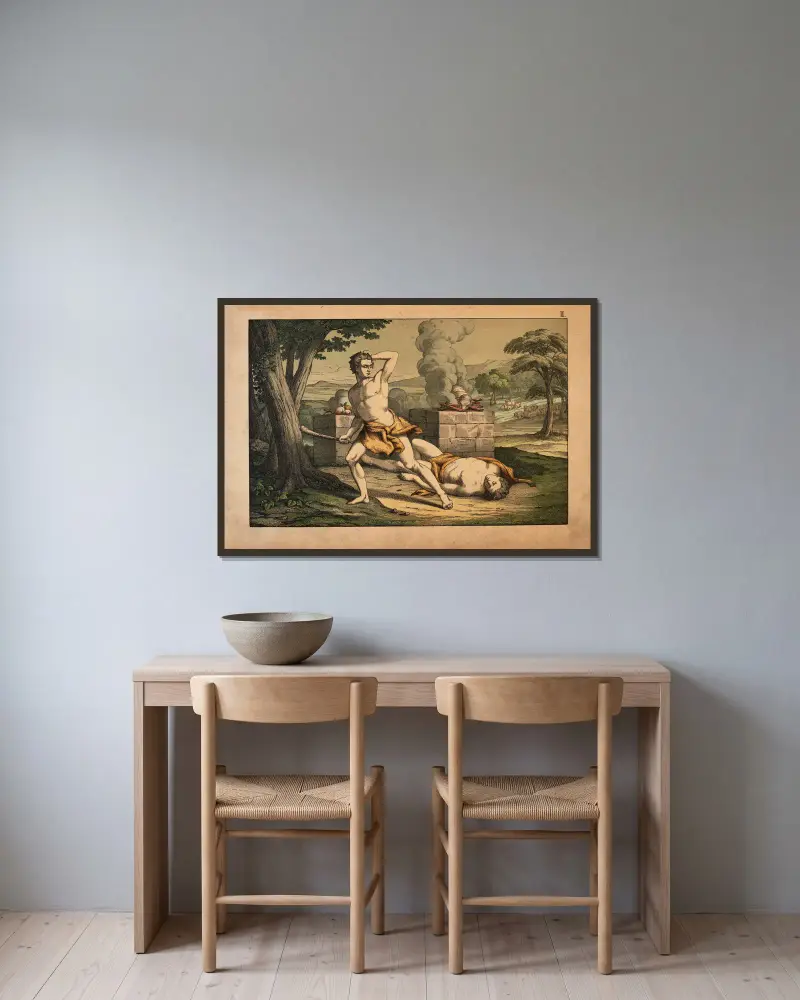 Kain und Abel von Theodor Eckardt gerahmt an einer Wand