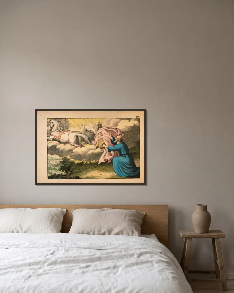 Elia auf dem Berg Karmel (der Feuerwagen) von Theodor Eckardt gerahmt an einer Wand