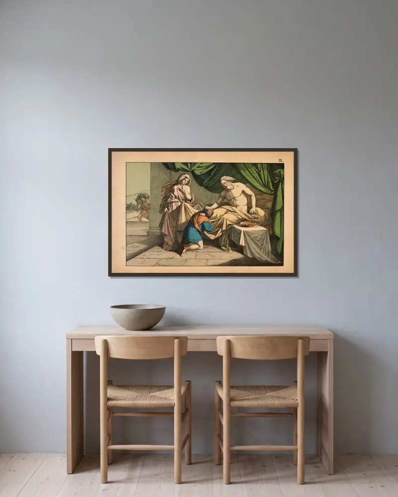Isaak segnet Jakob von Theodor Eckardt gerahmt an einer Wand